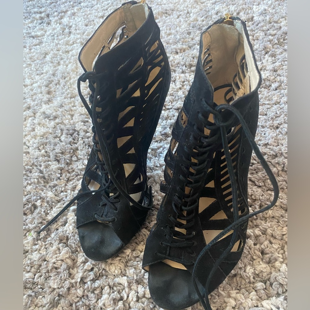 Black Lace-Up Heel